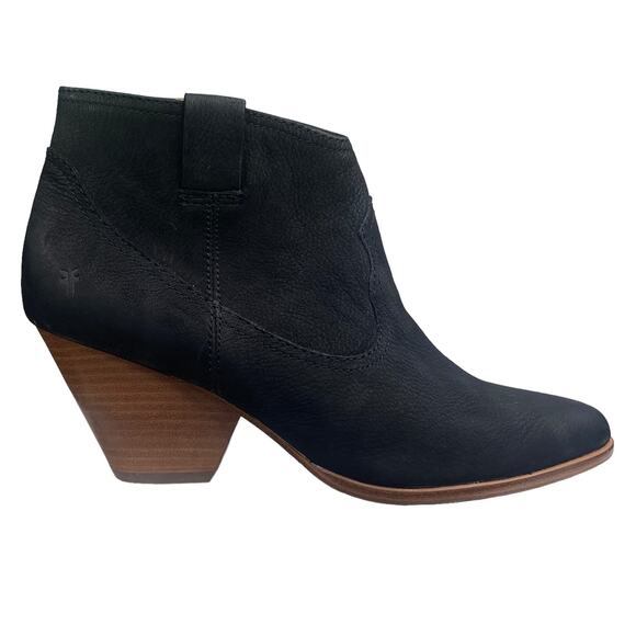 FRYE Shoes - Frye Women’s Reina Black Leather Block Heel Ankle Boot Size US 8.5